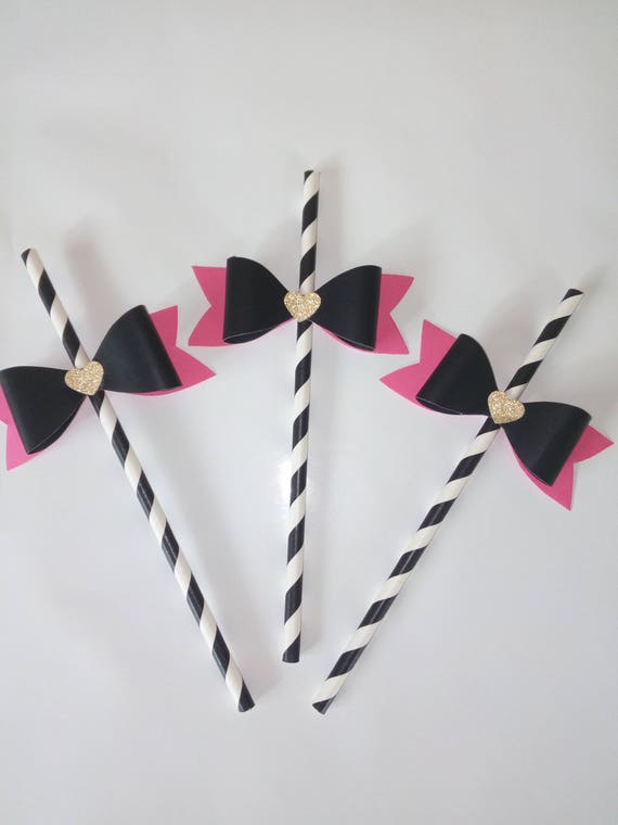 Set Of 12 Kate Spade Theme Paper Straws Kate Spade Inspired Etsy