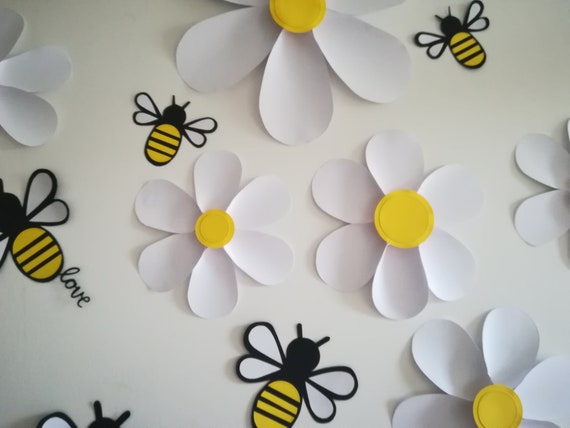 Large Paper Flowersbumble Bee Birthday Honey Bee Party Etsy