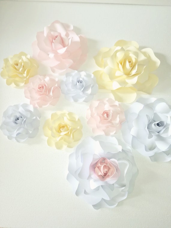 Floral Baby Shower Decorations Girl Pink Teal Gray Paper Flowers