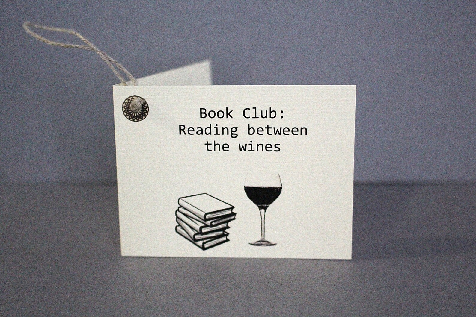 Book Club Card // Book Club Wine Gift, Handmade Tag, Book Lover Gift