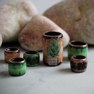 Aloe Vera Beads Set/7-15mm Hole/Glass Dreadlock Beads/Braid Beads/Copper Enamel/Dreadlock Accessory/Hair Beads/Hair Jewelry