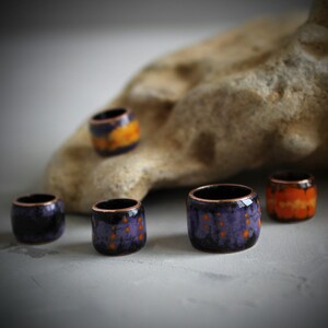 5 Dread Beads Set/7-15mm Hole/Purple Glass Dreadlock Beads/Braid Beads/Copper Enamel Beads/Dreadlock Accessory/Hair Beads/Dread accessory