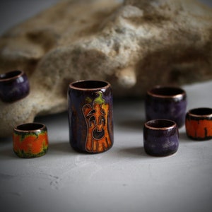Halloween Pumpkin Dread Beads Set/7-15mm Hole/Glass Dreadlock Beads/Braid Beads/Copper Enamel/Dreadlock Accessory/Hair Beads/Hair Jewelry