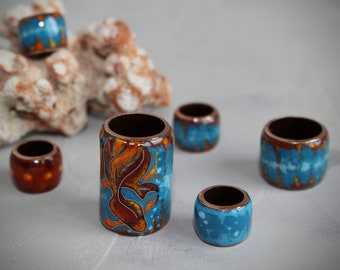 Goldfish Dread Beads Set: Handmade Copper and Vitreous Enamel Dreadlock Accessory