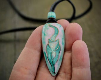 Cat Necklace: Handmade Copper & Vitreous Enamel Cat Lover Jewelry