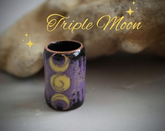 Triple Moon Dread Bead: Large-Hole Dreadlock Jewelry, Copper and Vitreous Enamel Dread Beads Set
