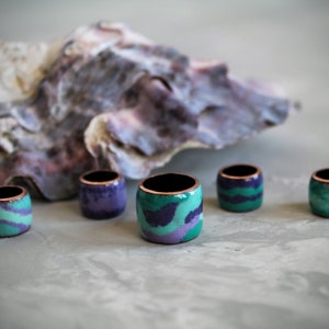 5 Dread Beads Set/7-15mm Hole/Mint & Purple Glass Beads/Braid Beads/Copper Enamel Beads/Dreadlock Accessory/Hair Beads/Dread accessory