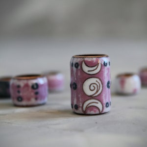 Triple Moon Dread Beads Set/7-15mm Hole/Glass Dreadlock Beads/Braid Beads/Copper Enamel/Dreadlock Accessory/Hair Beads/Hair Jewelry