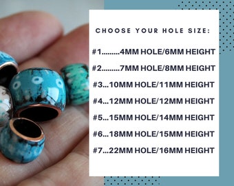 Dread Beads:  Turquoise & Brown, Copper and Vitreous Enamel Large-Hole Dreadlock Jewelry