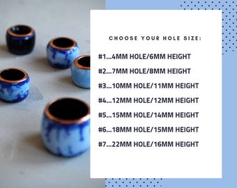 Dread Beads: Handmade Copper and Blue Vitreous Enamel Large-Hole Dreadlock Jewelry