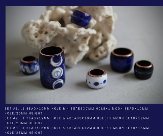 Triple Moon Dread Beads Set: Handmade Copper and Vitreous  display picture 1