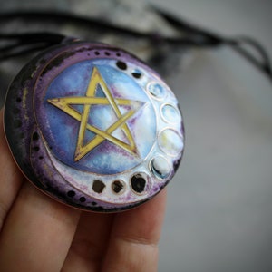 Pentagram Necklace/Wiccan Necklace/Witch Necklace/Pagan Necklace/Crescent Moon/Occult Symbolic Jewelry/Witch Jewelry/Protection Gift