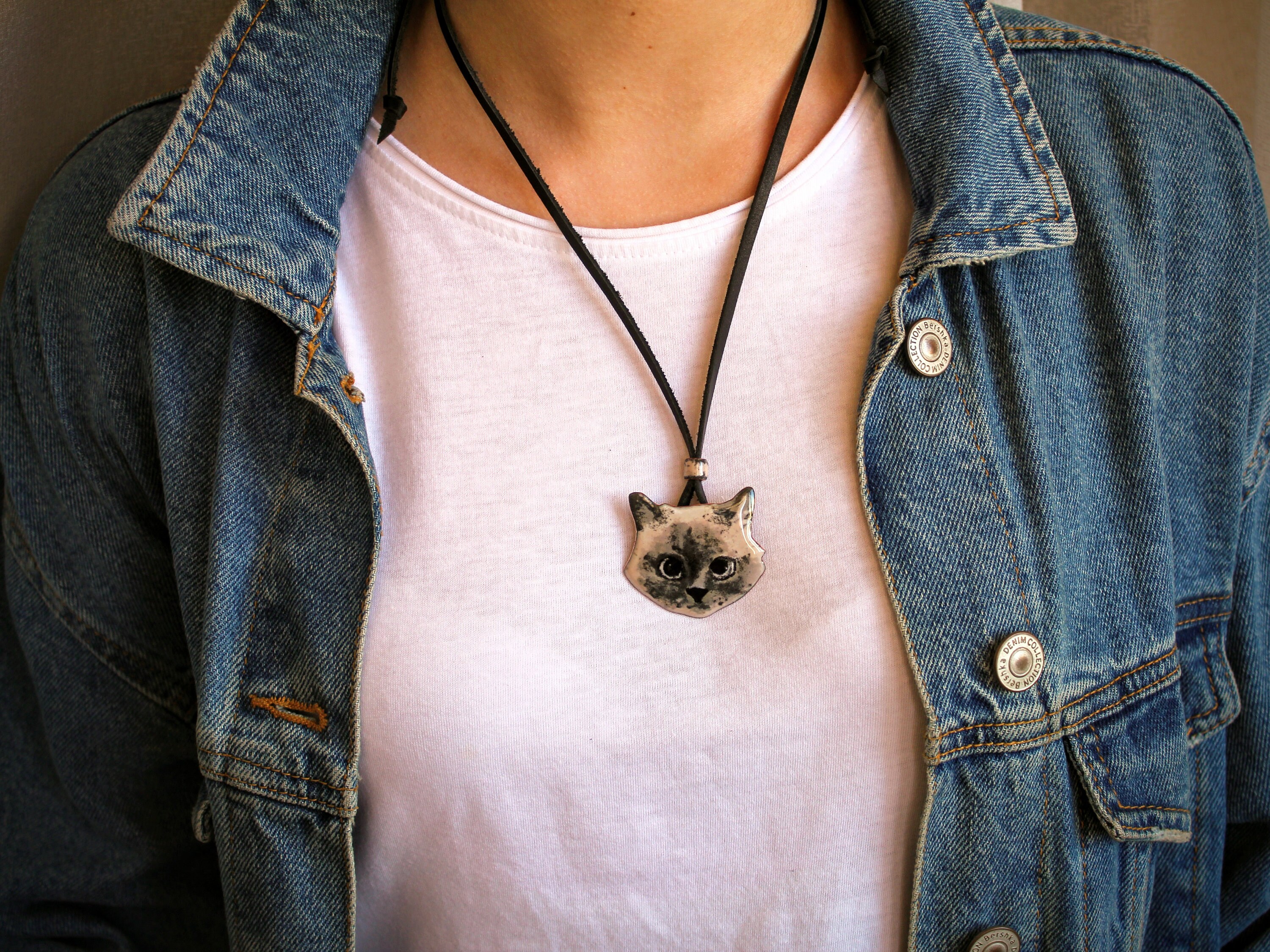 Custom Cat Necklace/Gray Cat Necklace/Cat Photo Art/Pet Etsy