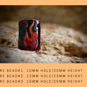Fire Dread Bead/Large Hole/Red & Black Glass Dreadlock Beads/Braid Beads Set/Copper Enamel/Dreadlock Accessory/Hair Beads/Hair Jewelry