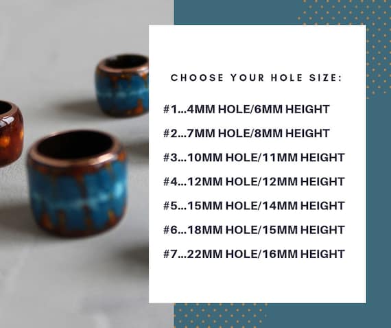 Dread Beads: Teal  & Brown, Copper and Vitreous Enamel Large-Hole Dreadlock Jewelry
