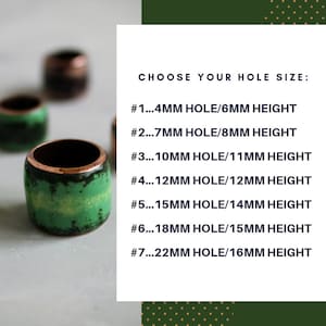 Dread Beads/Choose 4-22 mm Hole/Green Glass Dreadlock Beads/Braid Beads/Copper Enamel Beads/Dreadlock Accessory/Hair Beads/Dread accessory