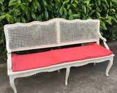 French Antique Bergere Caned Bench Sofa Louis Xv
