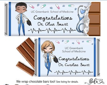 2026 Personalized Graduation Party Favors: Medical School Printed Custom Candy Wrappers