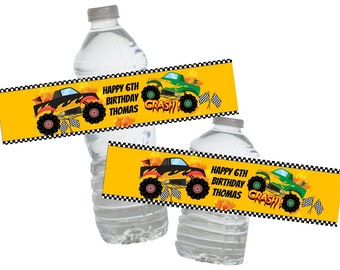 Personalized Big Truck Water Bottle Labels. Big Truck Party Decorations ...