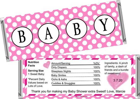 Pink Baby Shower Favors Hershey S Chocolate Bars Etsy