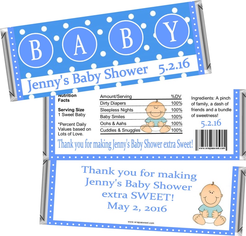 personalized candy wrappers for baby shower
