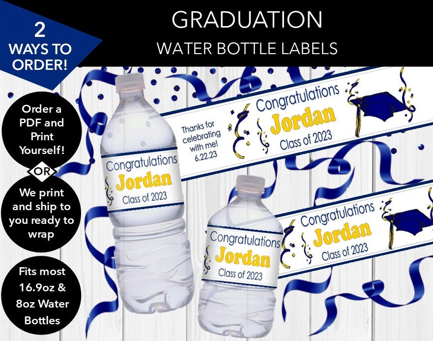 Simple Graduation Water Bottle Labels – iCustomLabel