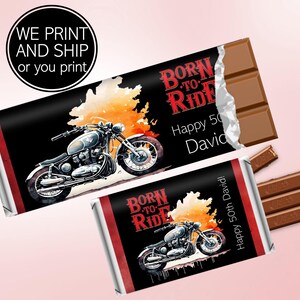 Biker Birthday Candy Bar Wrappers: Personalized Motorcycle Party Favors (PDF File Available)