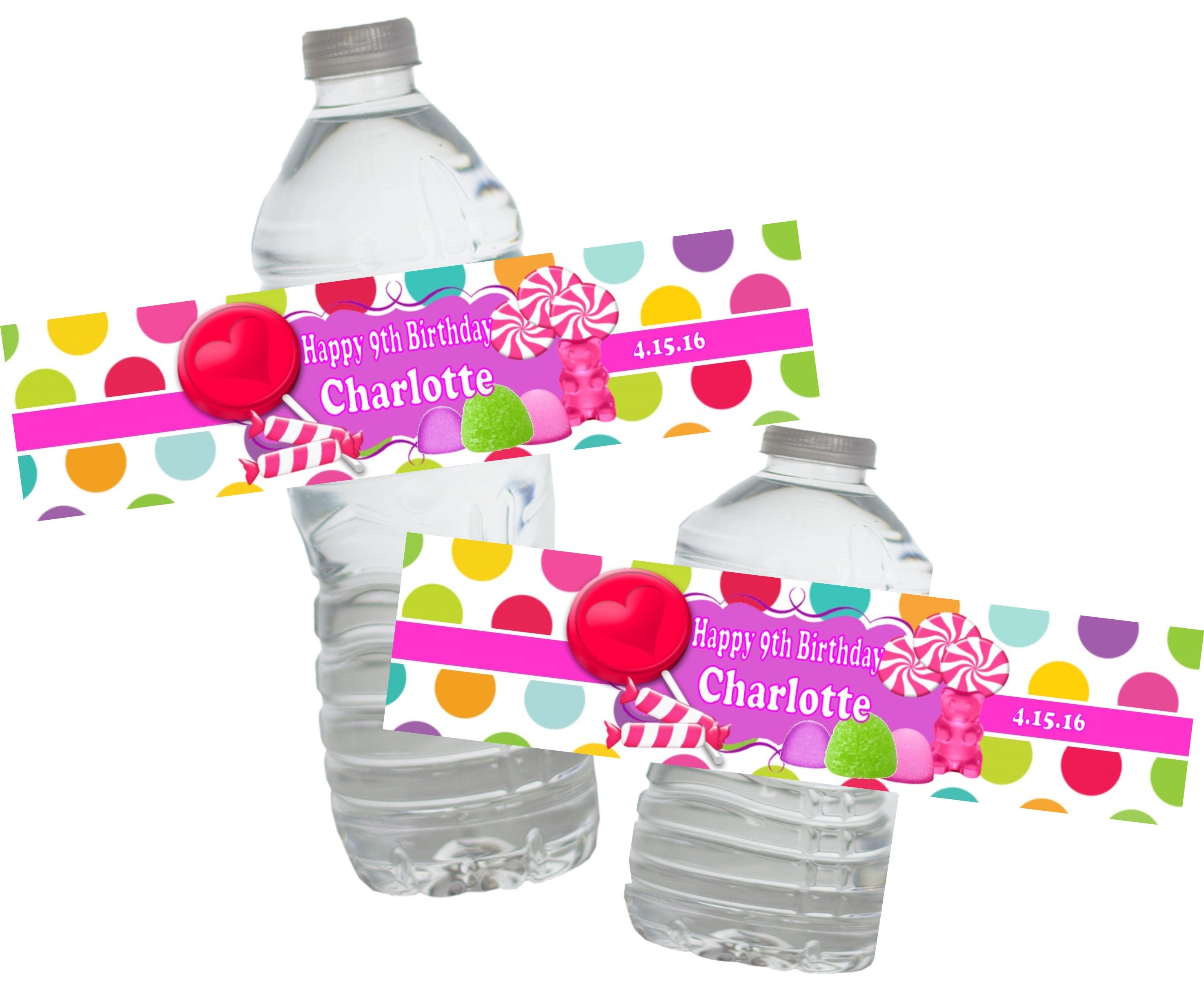 Candy Land Party Birthday Any Age Water Bottle Labels | Etsy