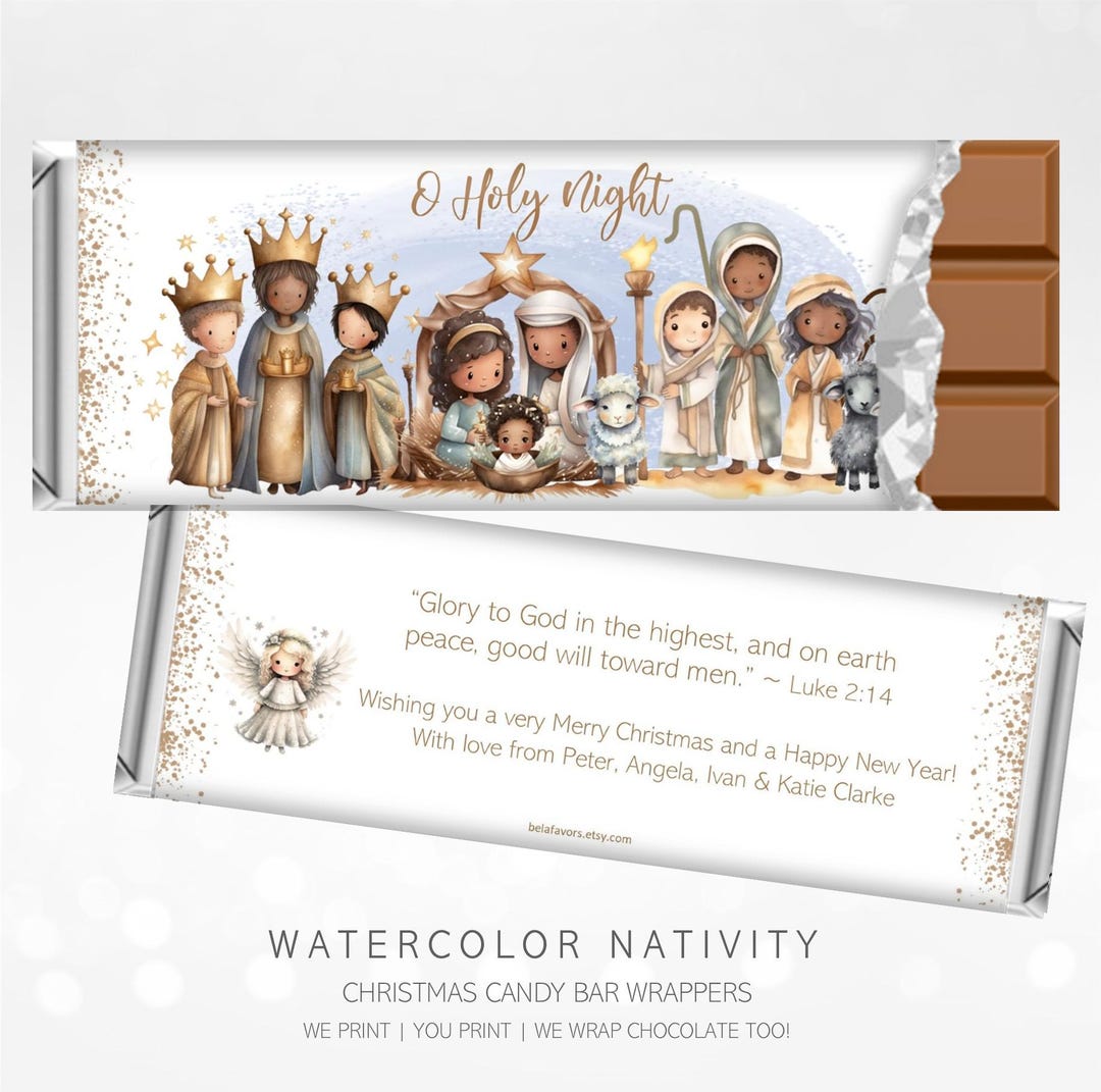 Printed Nativity Christmas Candy Wrappers: Personalized Holiday Gift ...