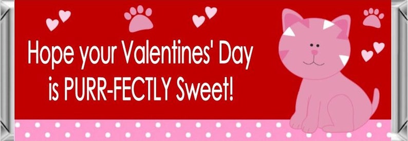 Set of 18 Wrappers Only Kitty Valentines Wrappers for 1.55 OZ Hershey Chocolate Bars