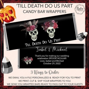 Mr. & Mrs. Halloween Bridal Shower Wedding Party Favors | Personalized Candy Bar Wrappers | Fits the 1.55 oz Hershey's Bar | PDF OR PRINT