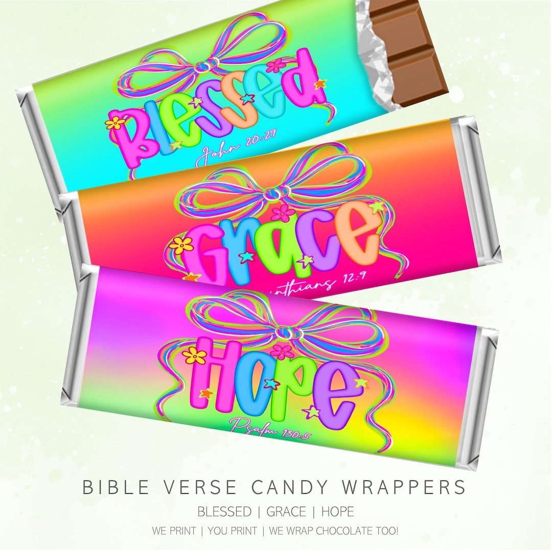 Christian Bible Verse Candy Bar Wrappers: Church & Sunday School Gifts ...