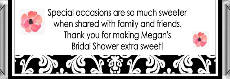 Damask Bridal Shower Favors ~ Personalized Candy Bar Wrappers fit the 1.55 oz Hershey/'s Bar ~ DIGITAL OR PRINTED