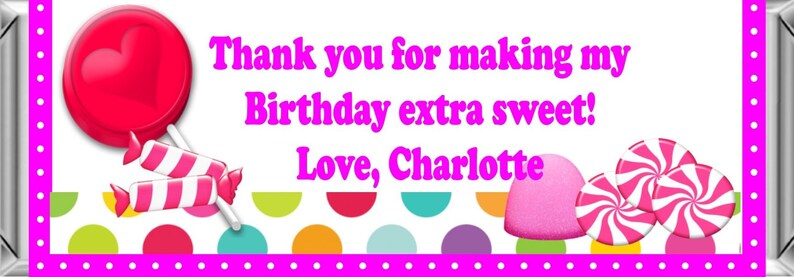 Candy land Sweet 16 Favors ~ Personalized Candy Bar Wrappers fit the 1.55 oz Hershey/'s Bar ~ DIGITAL OR PRINTED