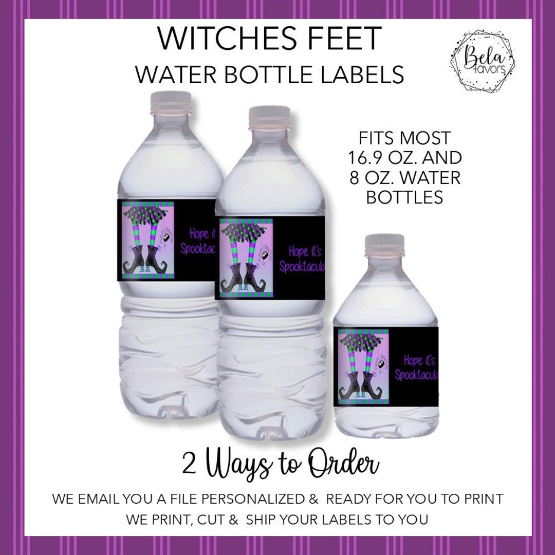 Whimsical Witch Halloween Gifts and Party Favors Water Bottle Labels and Stickers Waterproof