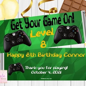Joystick Video Game Birthday Party Chocolate Bar Favors | Personalized Candy Bar Wrappers fit the 1.55 oz Hershey&#39;s Bar | DIGITAL OR PRINTED