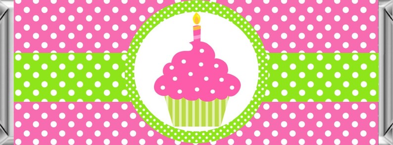 Pink Cupcake 1st Birthday Party Chocolate Bar Favors ~ Personalized Candy Bar Wrappers fit the 1.55 oz Hershey/'s Bar ~ DIGITAL OR PRINTED