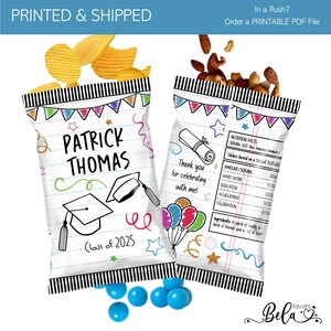 2025 Doodle Design Custom Graduation Chip Bags | Fill with your favorite Snacks Chips Candy | Graduation Personalized Party Favors