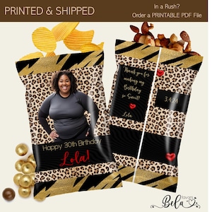 RAWR! Leopard Cheetah Animal Print Custom Chip Bags | ANY AGE | Fill with your favorite Snacks Chips Candy | Personalized Party Favors