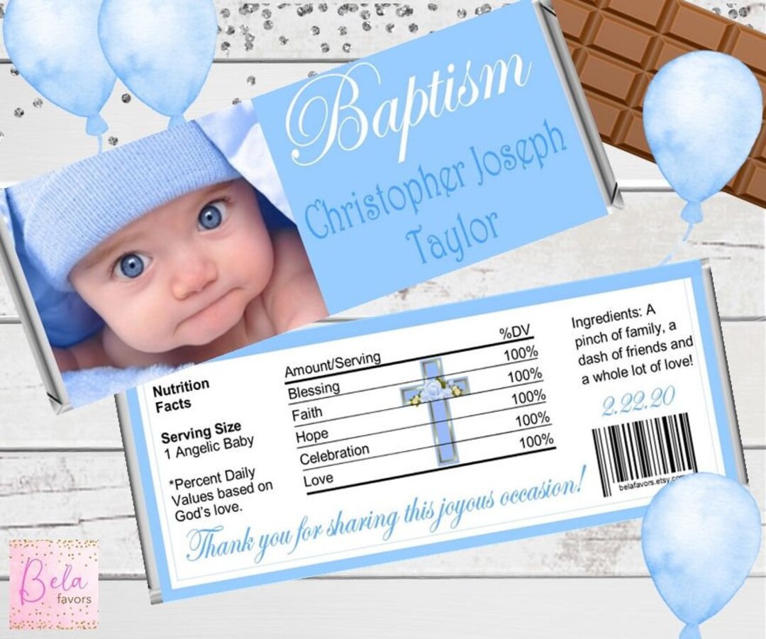 Baptism Candy Bar Wrapper / Christening Candy Wrappers - Etsy