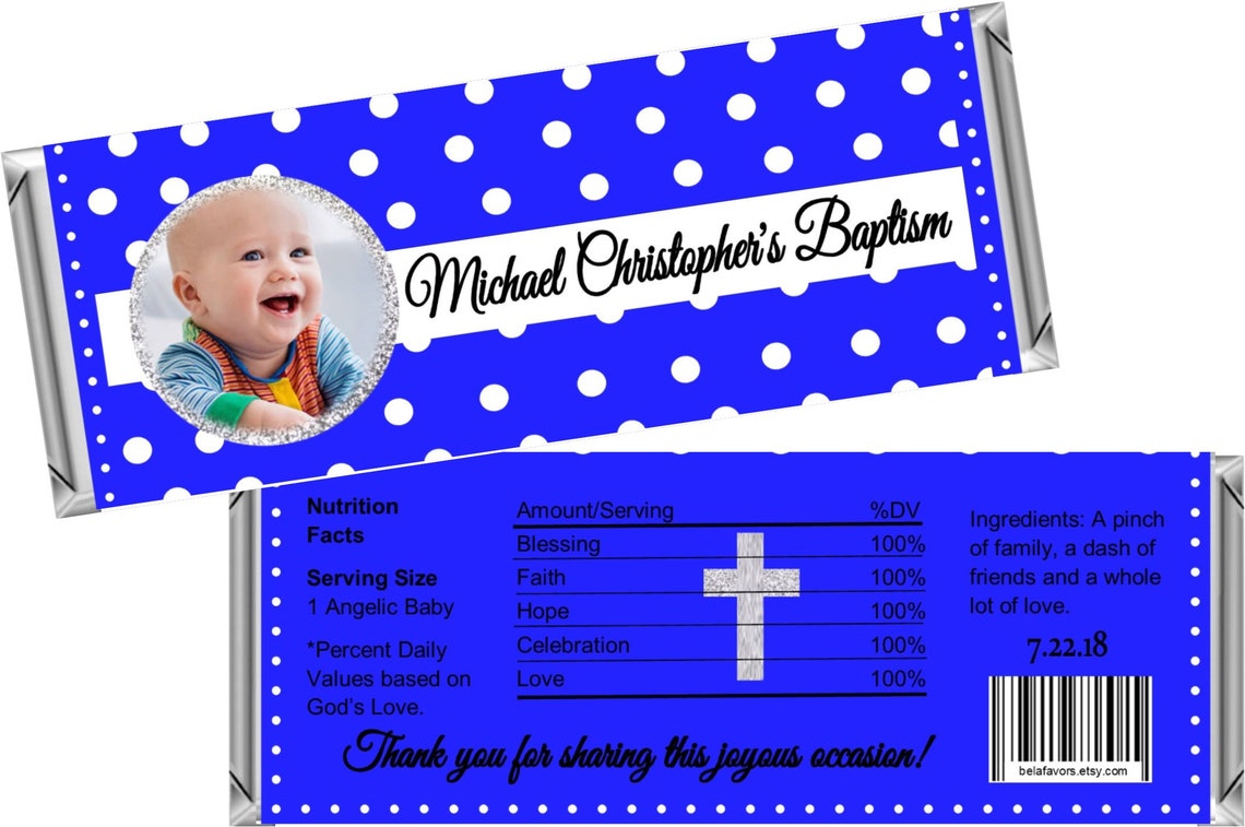 Baptism Candy Bar Wrapper / Christening Candy Wrappers Los | Etsy