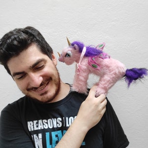 Baby Unicorn Pink Sunrise, partially posable plush toy,  unicorn toy READY TO SHIP