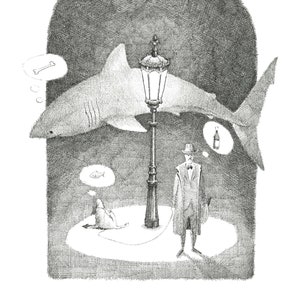 Requin chien homme | titre original 'Man hond haai' | Tirage d’art 30 x 40 cm