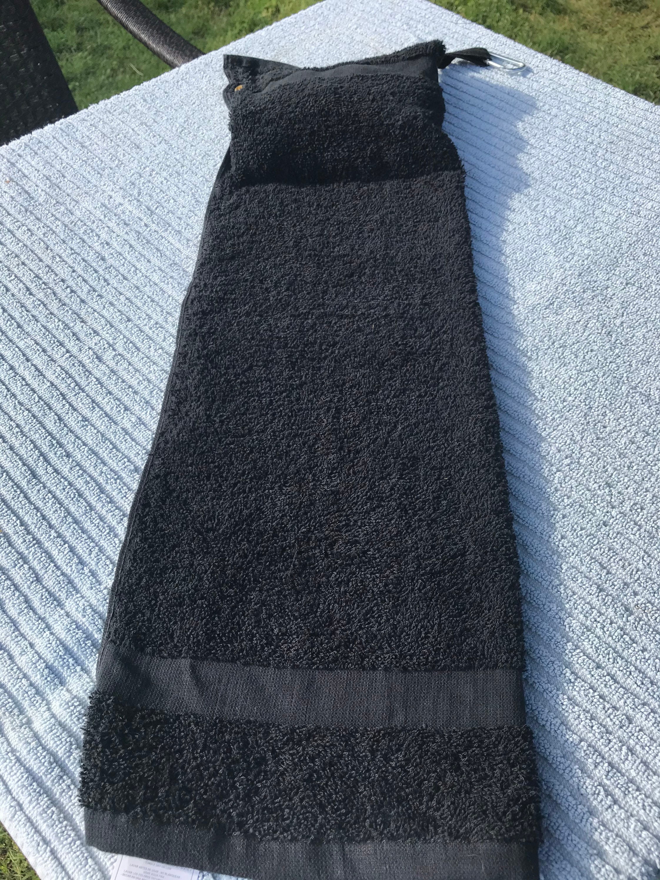 Golf towel with Velcro pocket to hold balls and tees Sports Etsy