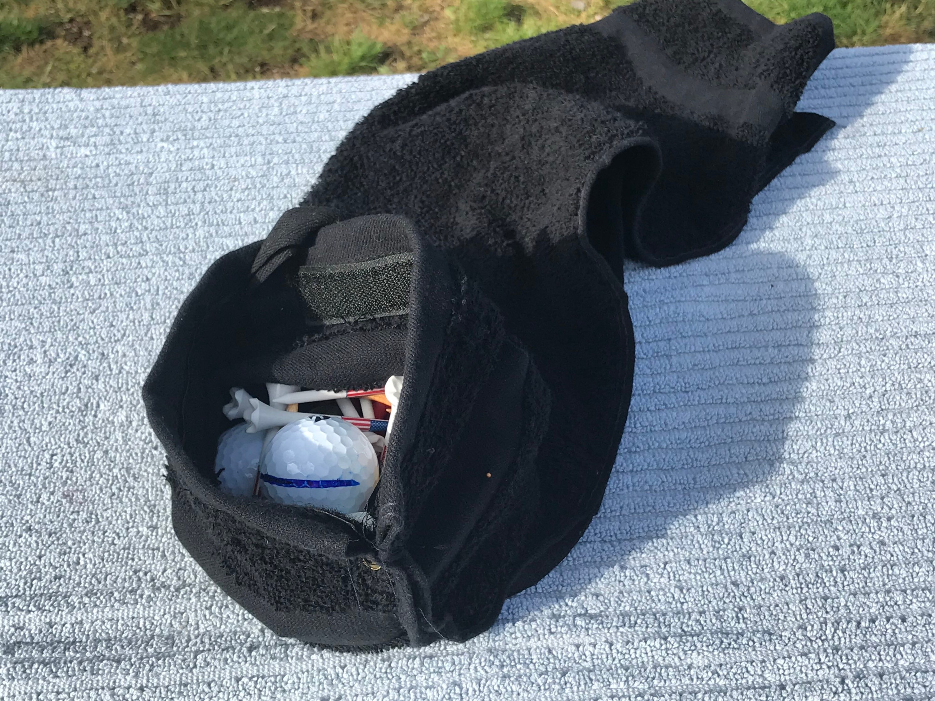 Golf towel with Velcro pocket to hold balls and tees Sports Etsy