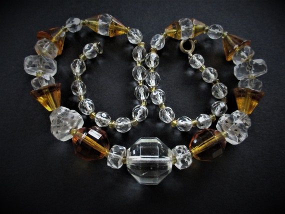 Vintage Art Deco Czech Glass Crystal Necklace 192… - image 4