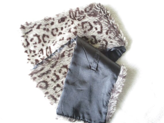 Vintage Faux Fur Leopard Print Scarf 1950's/60's … - image 3