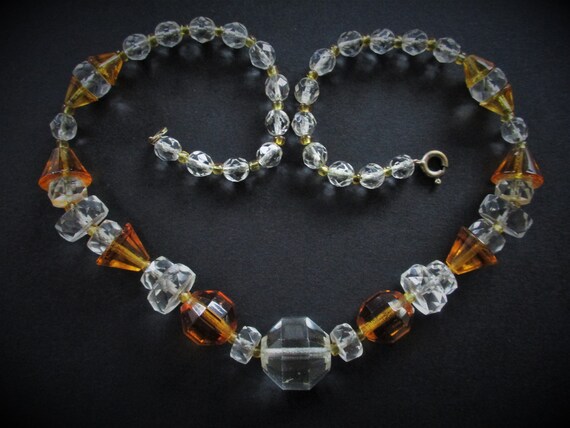 Vintage Art Deco Czech Glass Crystal Necklace 192… - image 5