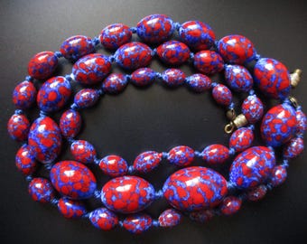 Vintage art-deco glaskralenketting Venetiaans/Murano/Tsjechisch?