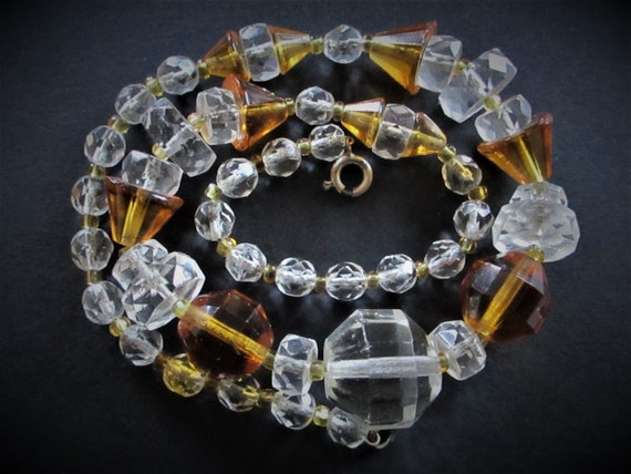 Vintage Art Deco Czech Glass Crystal Necklace 192… - image 1